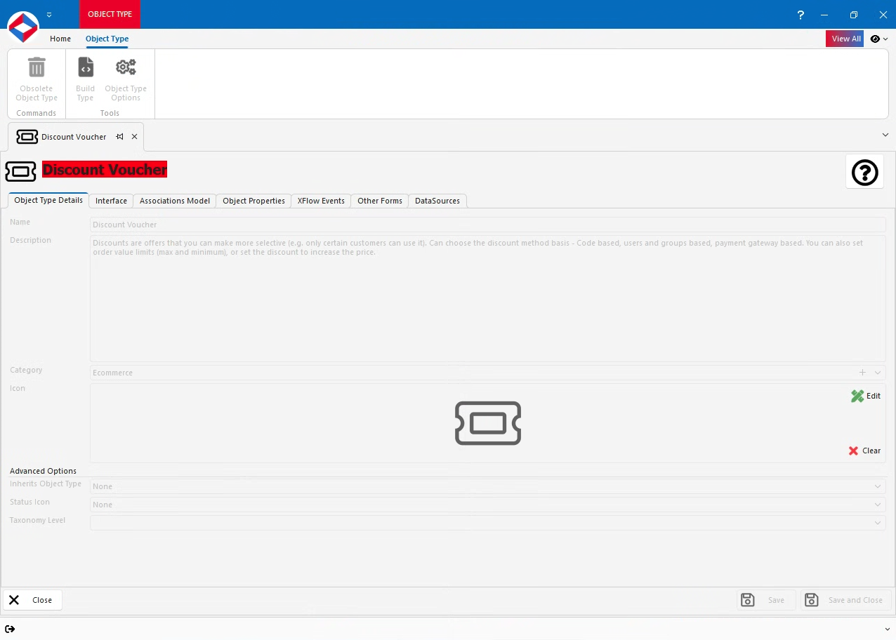 Editing a Discount Voucher in XPOR System Modeller