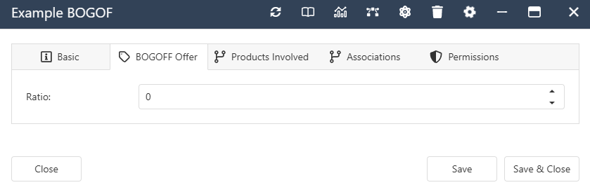 The interface form for a BOGOF Offer