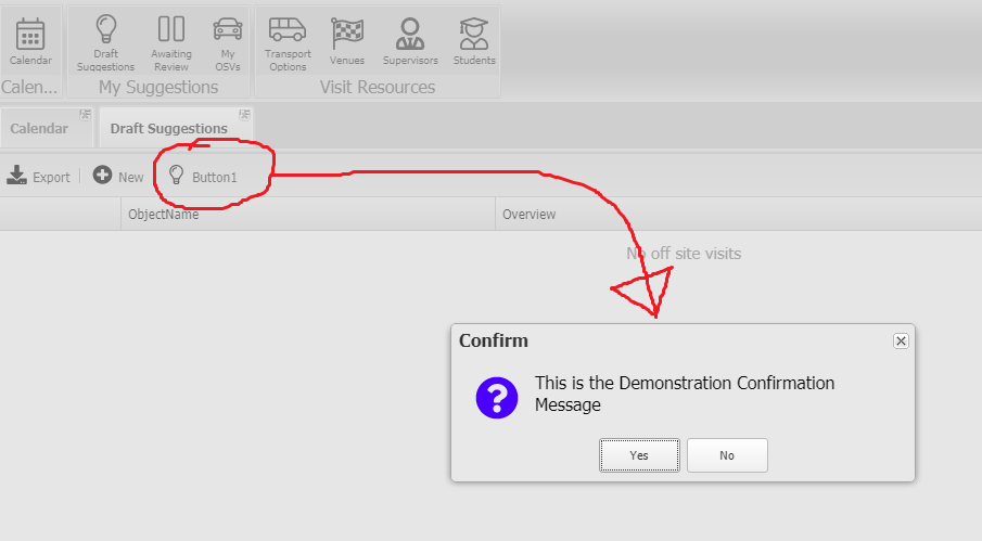 Form Action Message Confirmation