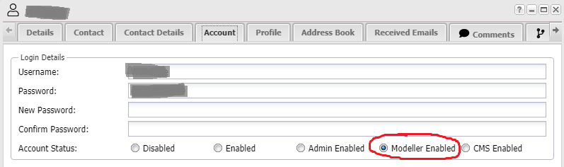 Object Modeller Account Status