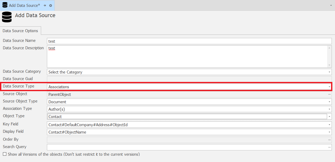 Data Source Association Type