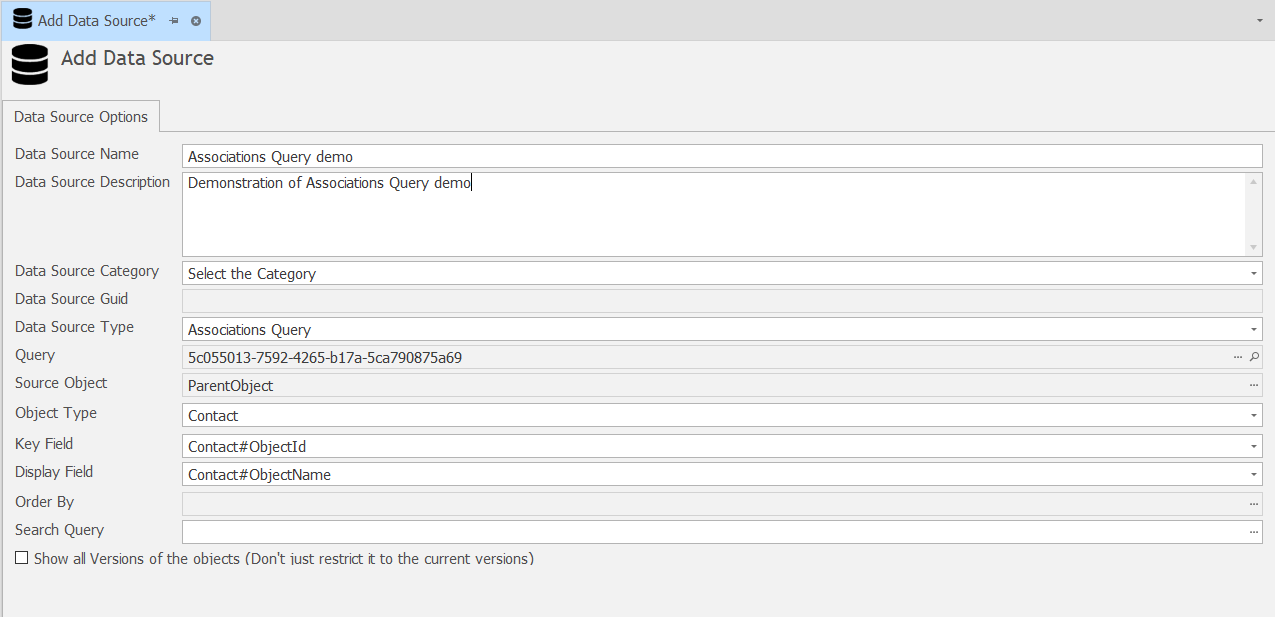 Data Source Associations Query