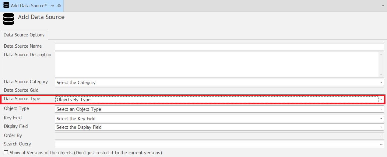 Object Modeller Blank Data Source