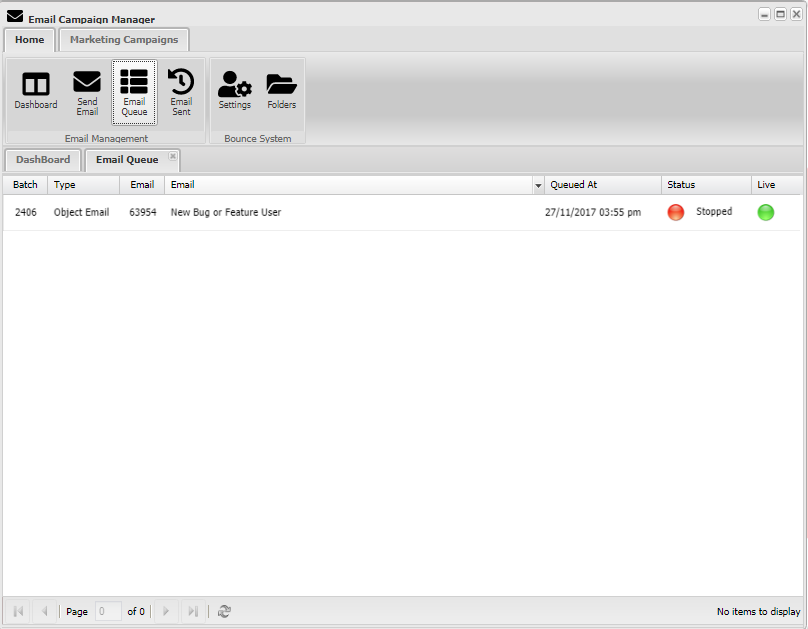 Email Campaign Manager Email Queue