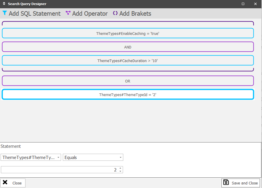 XPOR Search Query Filter statement