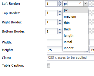 Table border line options