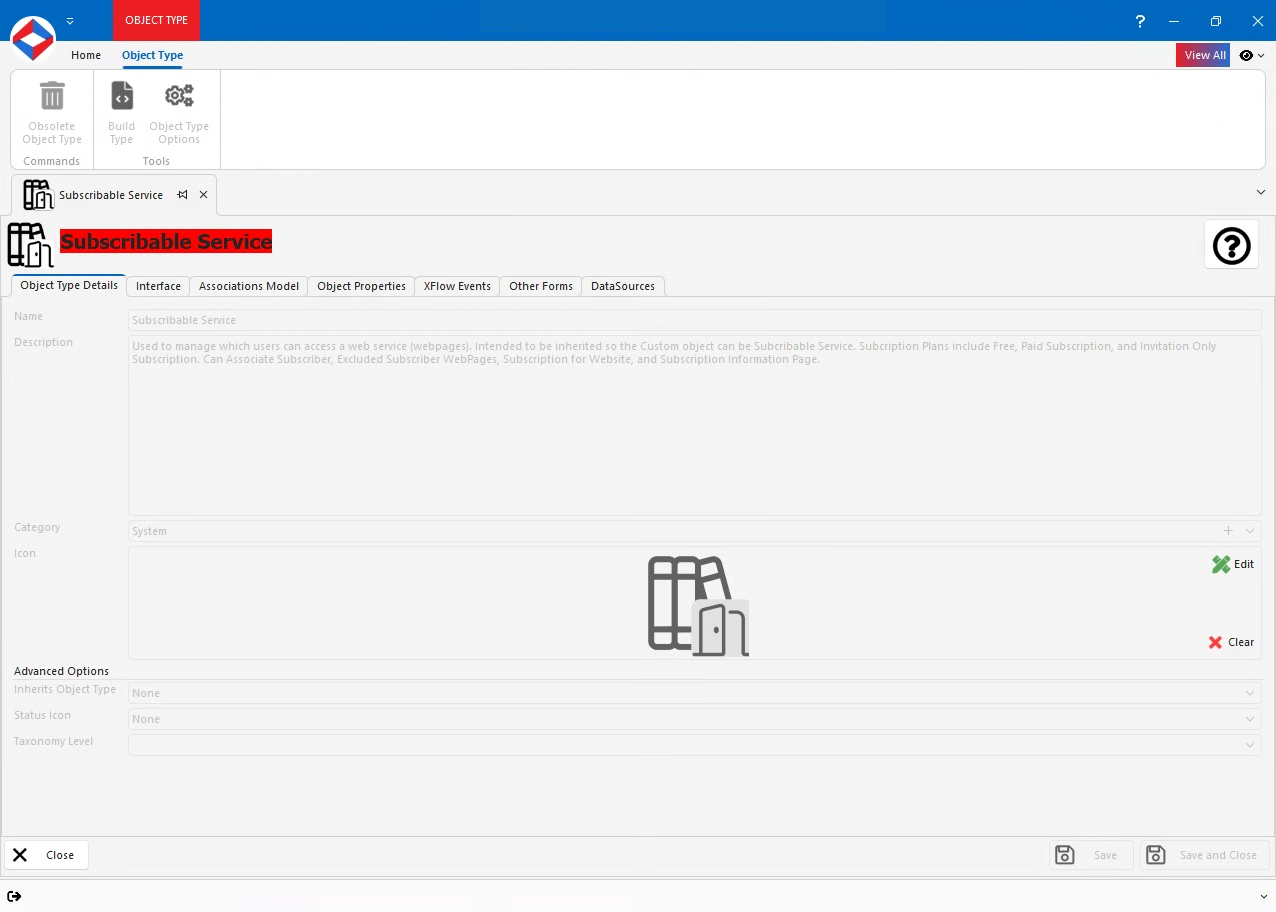 Editing a Subscribable Service in XPOR System Modeller