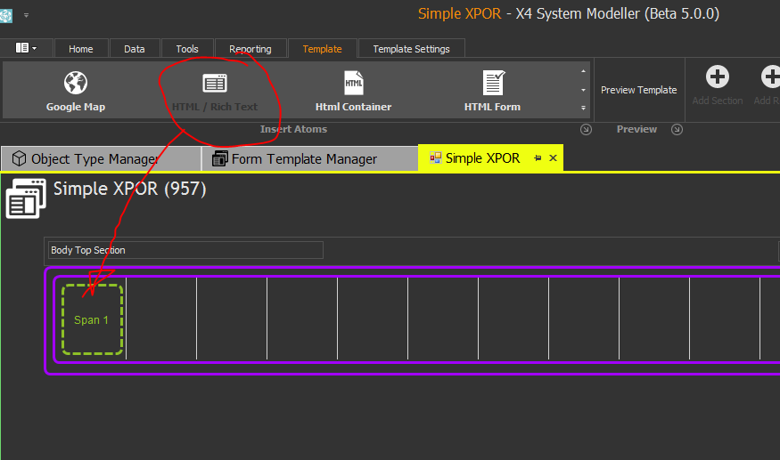 Template Designer Adding an Atom Type