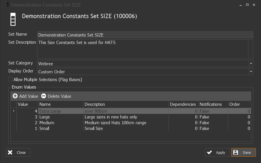 Object Modeller Completed Constants Set