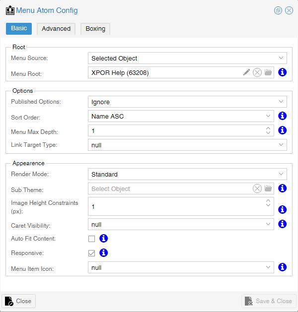 Menu Atom Selected Object Root