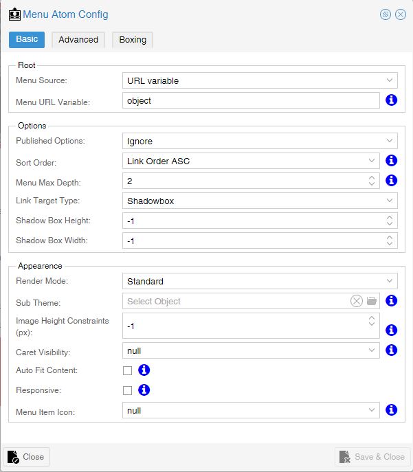 Menu Atom URL Variable Root