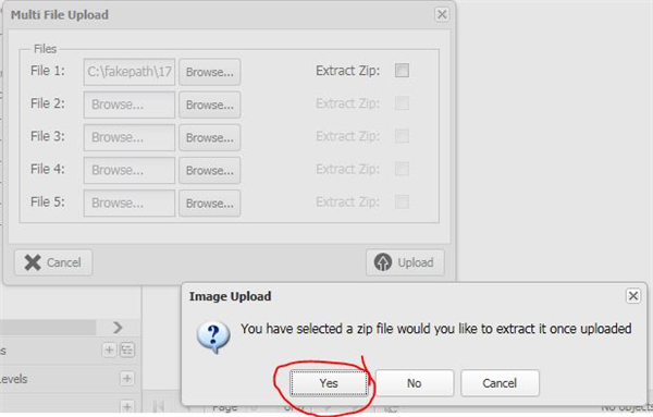 Zip File Upload Confirmation Box