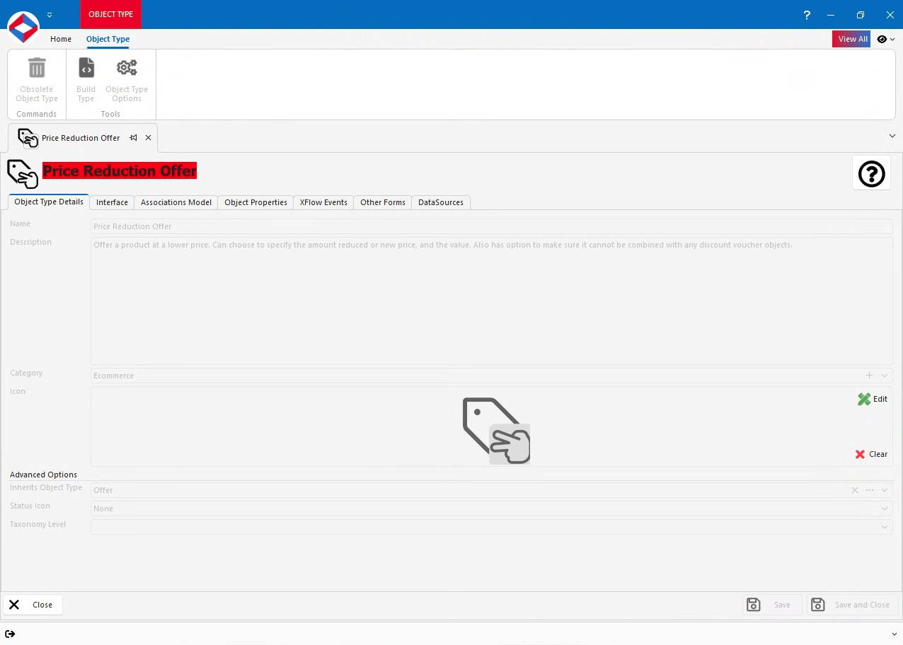 Editing a Price Reduction Offer in XPOR System Modeller