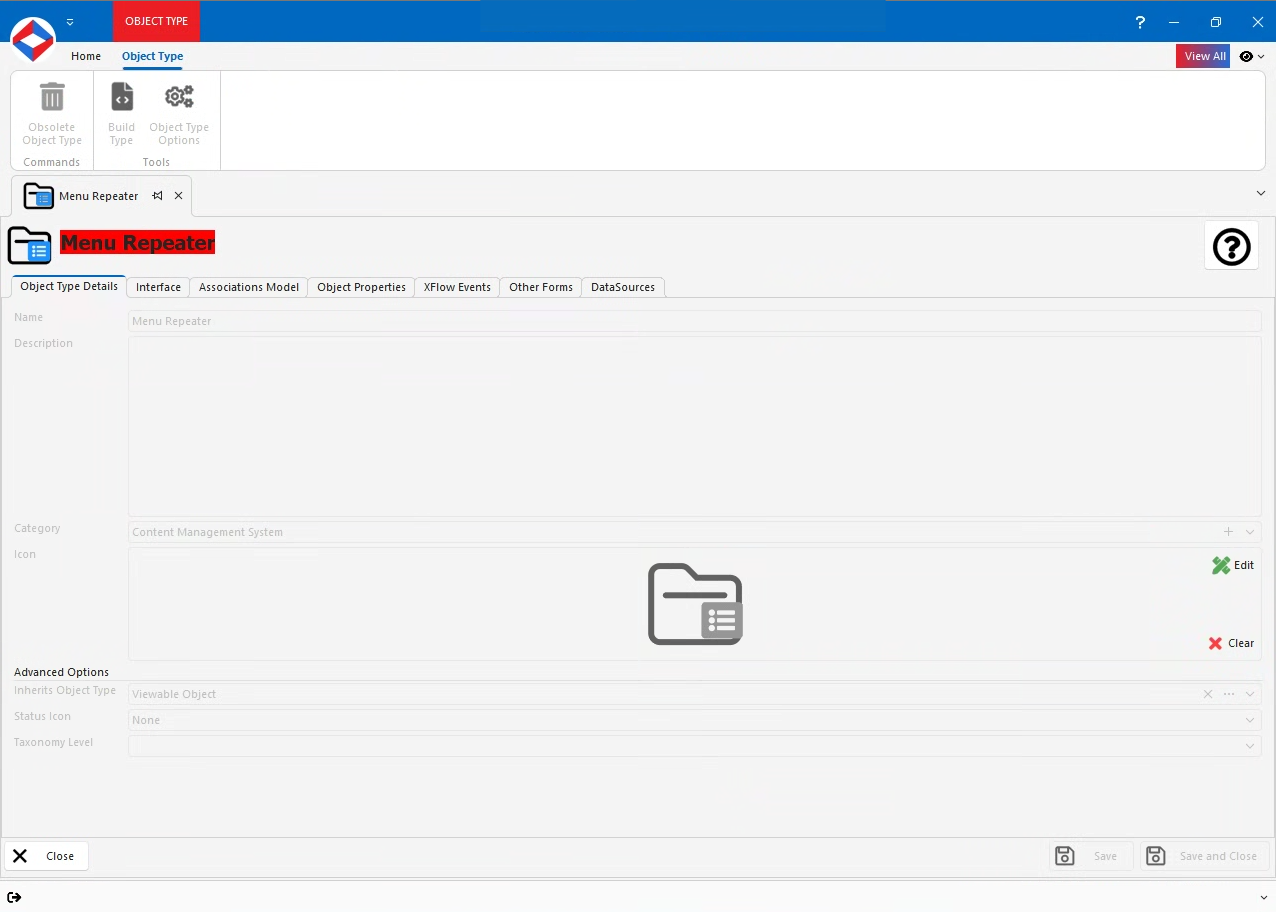 Editing a Menu Repeater in XPOR System Modeller