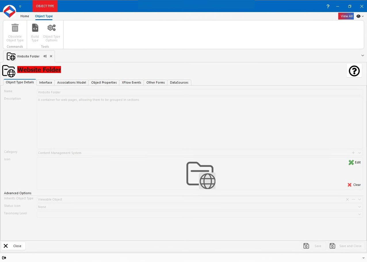 Editing a Website Folder in XPOR System Modeller