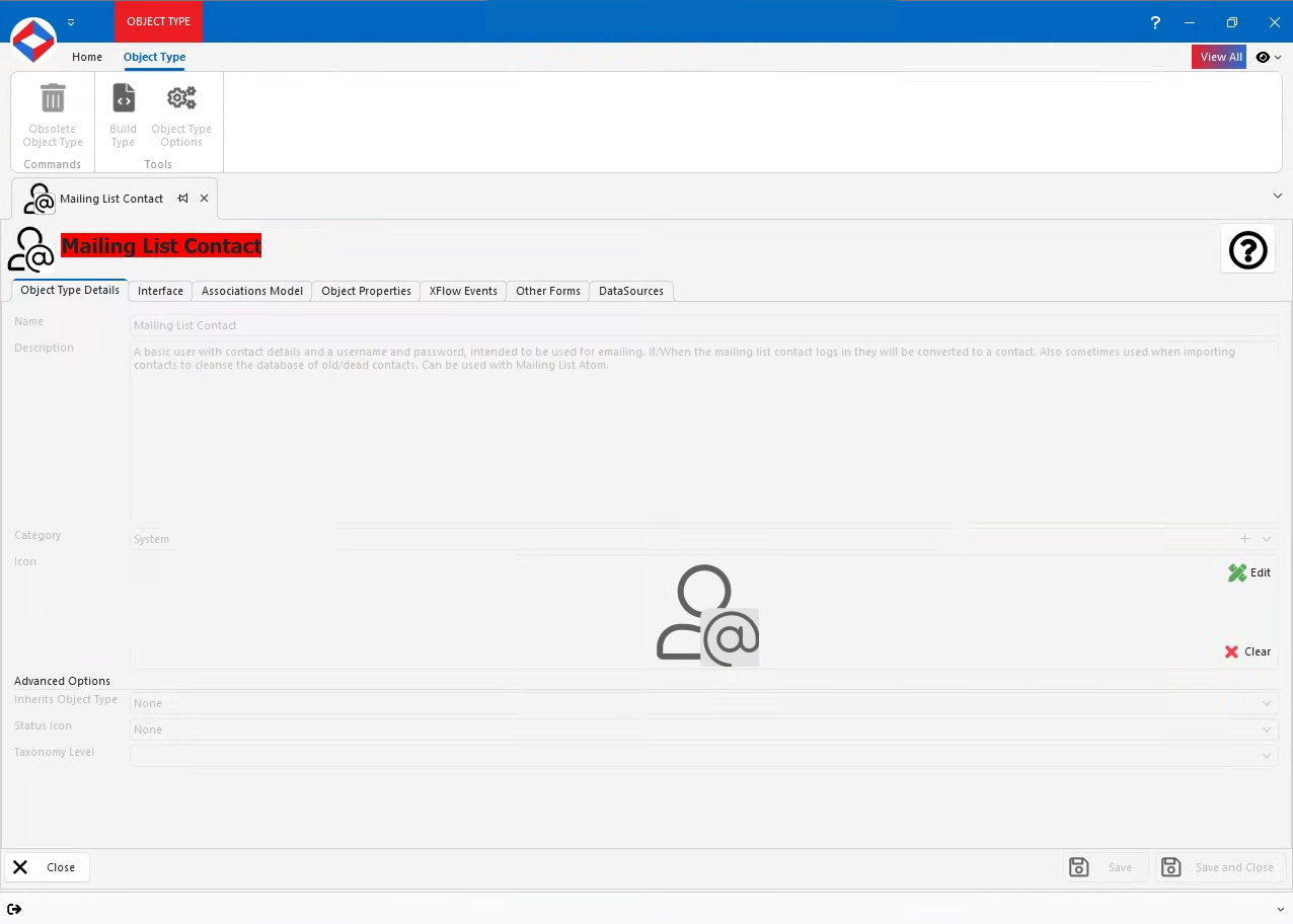 Editing a Mailing List Contact in XPOR System Modeller