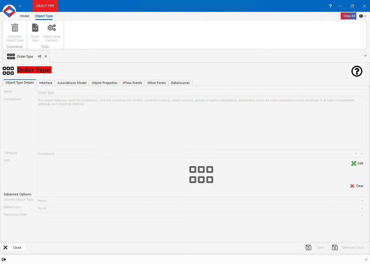 Editing an Order Type in XPOR System Modeller
