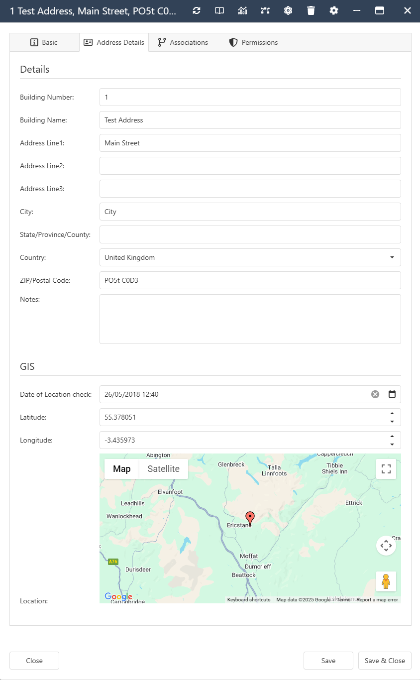 The interface form for an Address