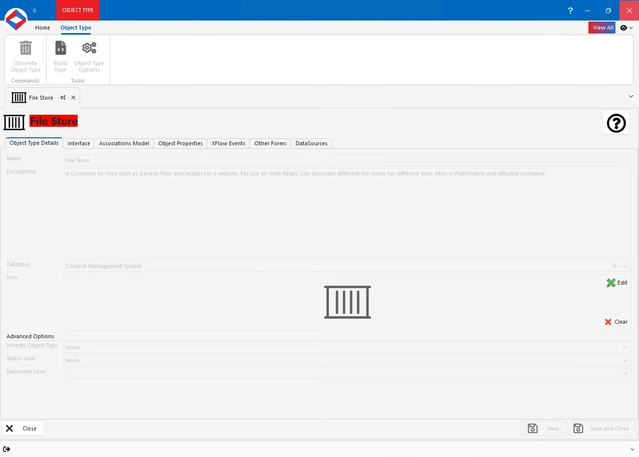 Editing a File Store in XPOR System Modeller